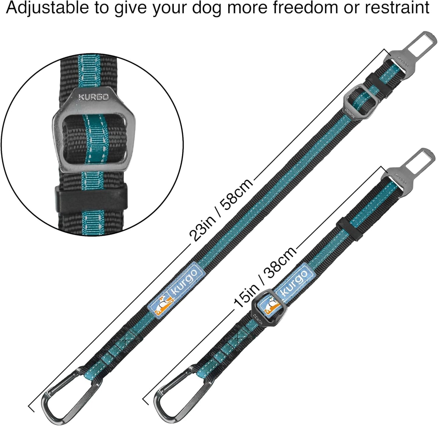 Direct to Seatbelt Tether, Coastal Blue | Car Tether for Dogs, Clips Directly to Seatbelt, Prevents Distracted Driving, Adjustable Length, Universal Fit-Excludes Volvo
