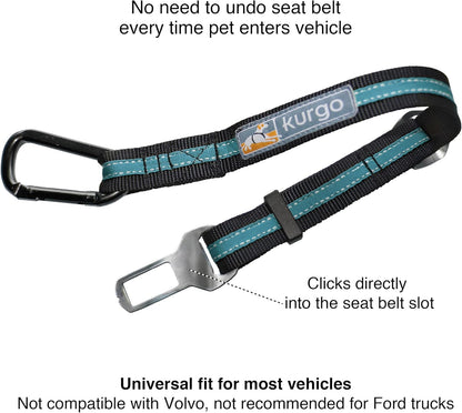 Direct to Seatbelt Tether, Coastal Blue | Car Tether for Dogs, Clips Directly to Seatbelt, Prevents Distracted Driving, Adjustable Length, Universal Fit-Excludes Volvo